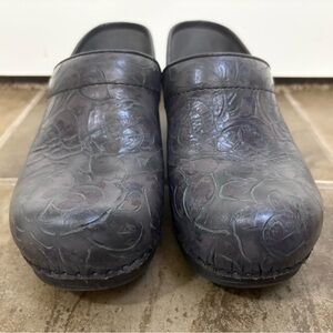 Dansko Black Embossed Mules